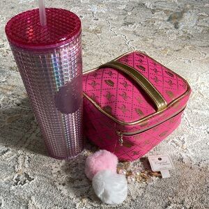 Juicy Couture Cosmetic Train Case and Starbucks Tumbler Set